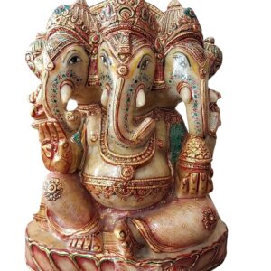 Three head God Ganesh Ji Statue made with marble stone