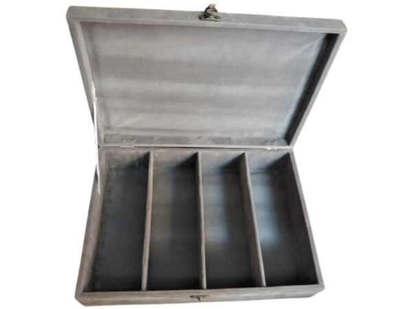 Grey velvet lined watch box