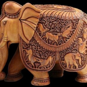 engraved wooden elephant statue