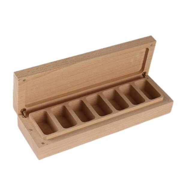 wooden pill box open